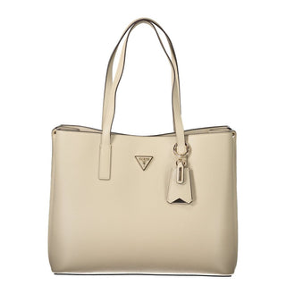 Beige Polyurethane Women's Bag
