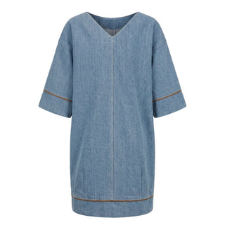 Blue Cotton Women Dress