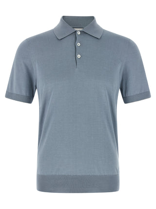 Blue Cotton Polo Shirt