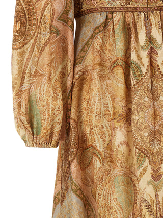 Brown Linen Midi Dress