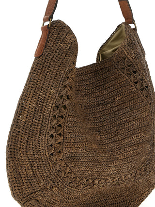 Brown Raffia Shoulder Bag