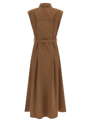 Brown Cotton Midi Dress