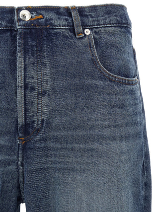 Blue Cotton Straight-Leg Jeans