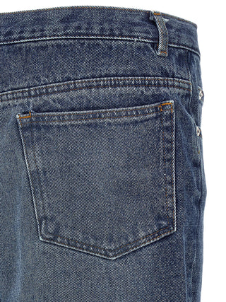 Blue Cotton Straight-Leg Jeans