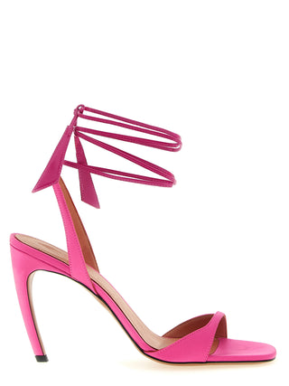 Sandalias de tacón stiletto de cuero fucsia