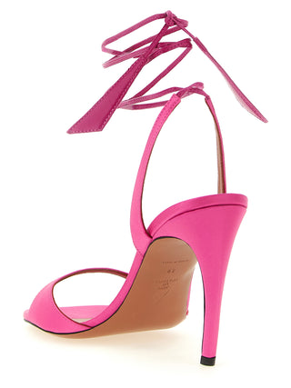 Fuchsia Leather Stiletto Heel Sandals