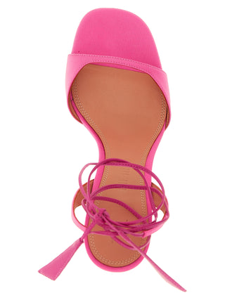 Fuchsia Leather Stiletto Heel Sandals