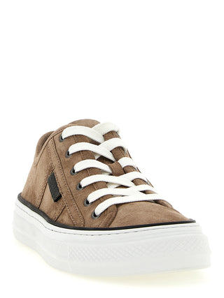 Brown Leather Low Top Sneakers