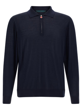 Blue Wool Polo Shirt