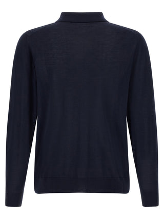 Blue Wool Polo Shirt