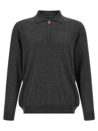 Camisa polo de lana gris