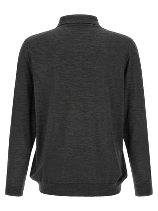 Camisa polo de lana gris