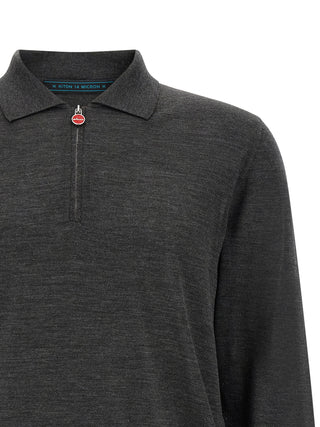 Camisa polo de lana gris