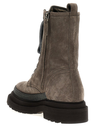 Gray Leather Ankle Boots