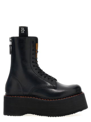 Black Cowhide Lace-Up Boots