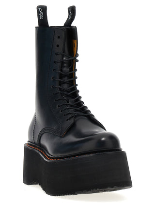 Black Cowhide Lace-Up Boots