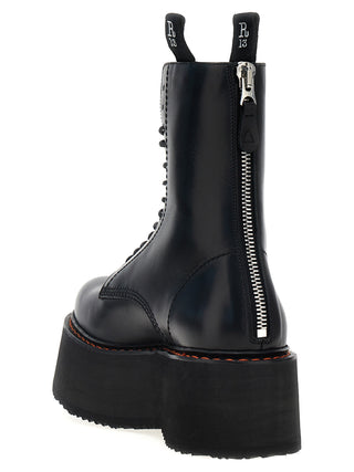 Black Cowhide Lace-Up Boots
