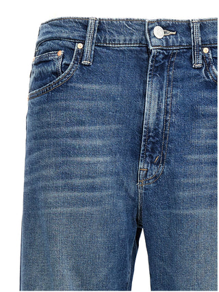 Blue Cotton Straight-Leg Jeans