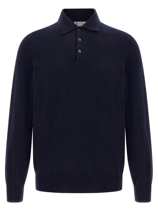 Blue Cashmere Polo Shirt
