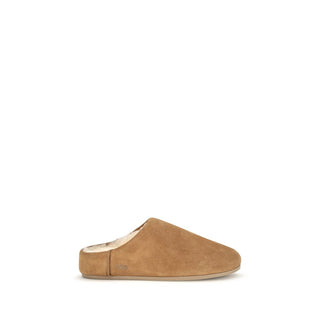 Mules de cuero beige