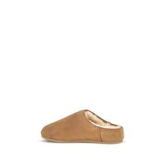 Mules de cuero beige