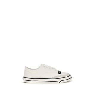 White Cotton Low Top Sneakers