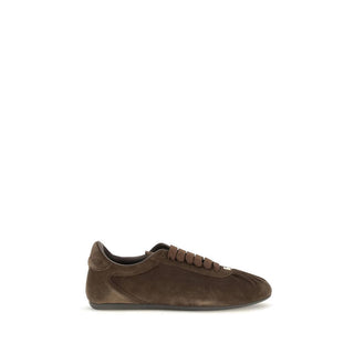 Brown Suede Leather Low Top Sneakers