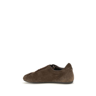 Brown Suede Leather Low Top Sneakers