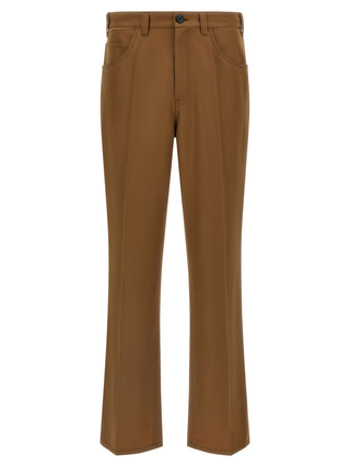 Brown Virgin Wool Casual Pants