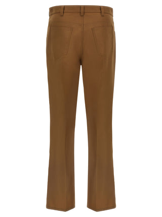 Brown Virgin Wool Casual Pants