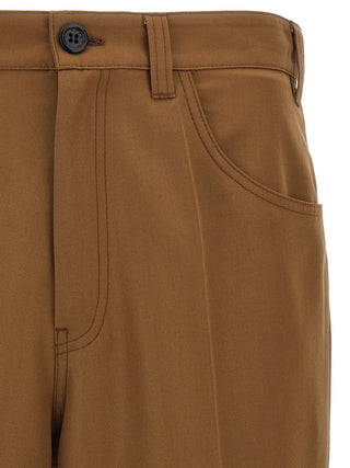 Brown Virgin Wool Casual Pants