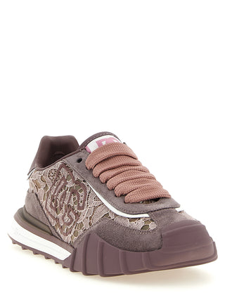 Purple Leather Athletic Sneakers