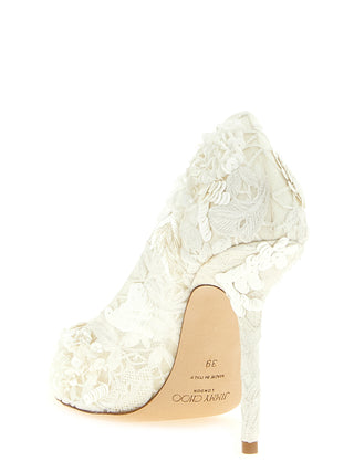 Beige Tencel High Heel Pumps