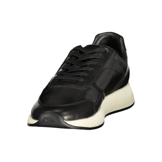 Black Polyester Men's Sneaker