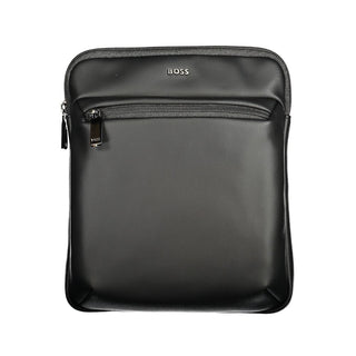 Black Polyurethane Men's Shoulder Bag