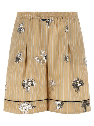 Beige Cotton Bermuda Shorts