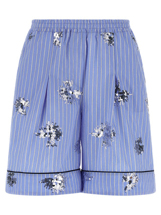 Blue Cotton Bermuda Shorts