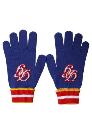 Blue Striped Wool DG Logo Embroidered Gloves