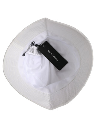 Men White Nylon Wide Brim Bucket Capello Hat