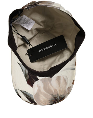 Men Beige Floral Cotton Baseball Capello Hat