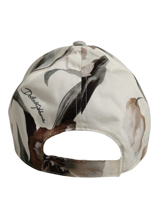 Men Beige Floral Cotton Baseball Capello Hat