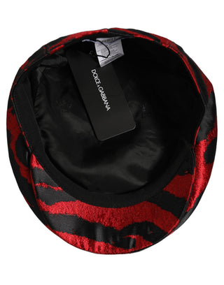 Men Red Black Stripe Cotton Newsboy Capello Hat