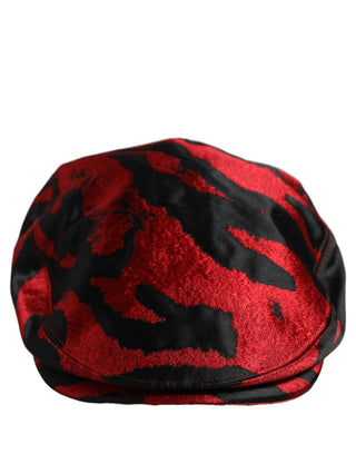Men Red Black Stripe Cotton Newsboy Capello Hat
