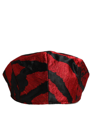 Men Red Black Stripe Cotton Newsboy Capello Hat
