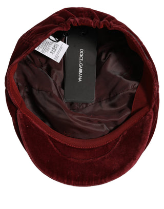 Men Dark Red Cotton Newsboy Capello Cabbie Hat