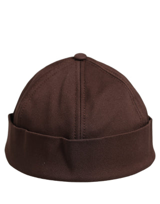 Men Brown Cotton Docker Capello Brimless Hat