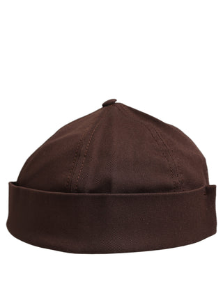 Men Brown Cotton Docker Capello Brimless Hat