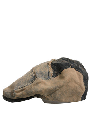 Brown Cotton Denim Newsboy Capello Cabbie Hat