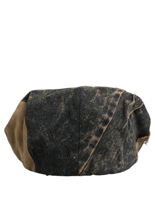 Brown Cotton Denim Newsboy Capello Cabbie Hat