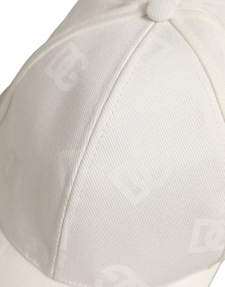 Men White Cotton Stretch Baseball Capello Hat